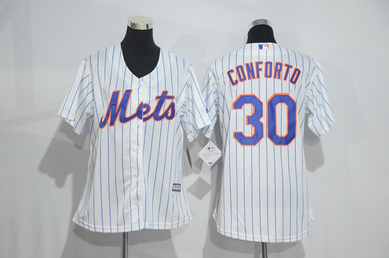 Womens 2017 MLB New York Mets #30 Conforto White Jerseys
